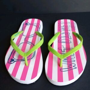 Disney Parks 'Walt Disney World' Striped Flip Flops Womens Size 8